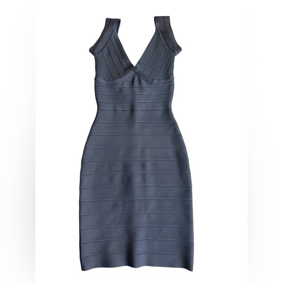 HERVE LEGER Bandage Dress Medium Gray Mini Bodycon Dress Gorgeous! - Picture 4 of 10